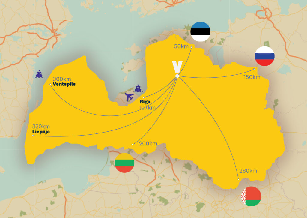 Attālus no valmieras līdz citām teritorijām