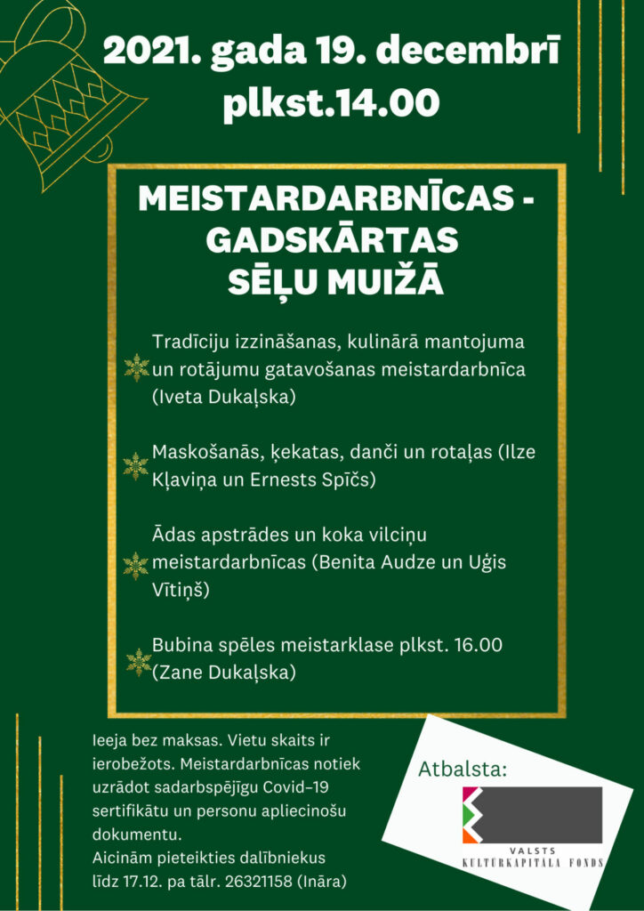 Iepazīsti gadskārtu tradīcijas Sēļu muižā