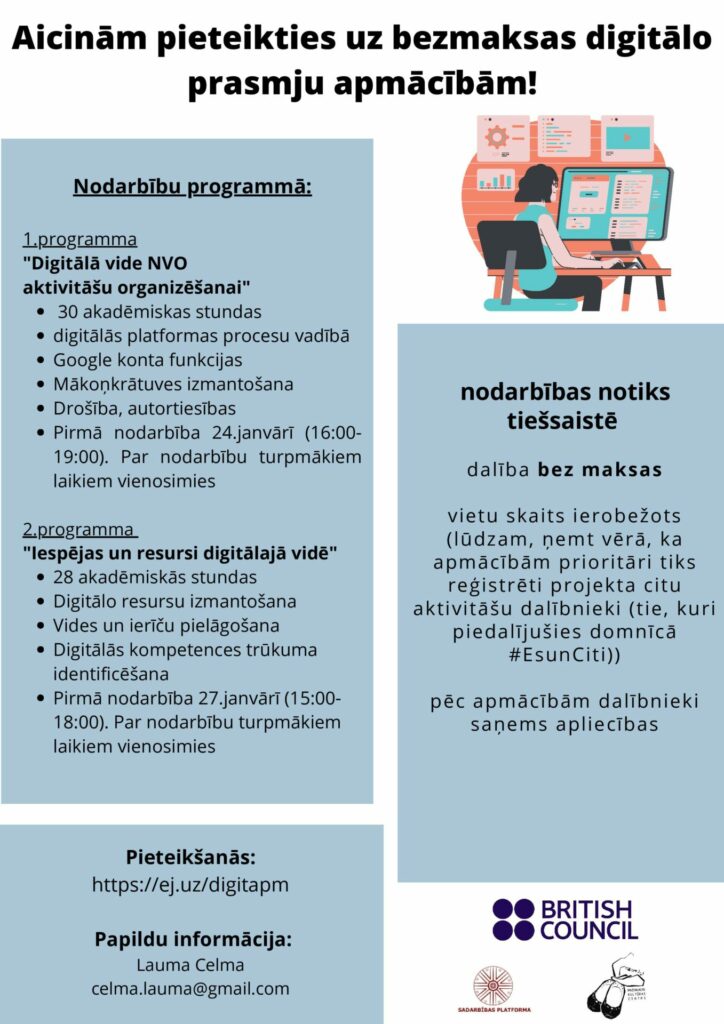 Aicina uz bezmaksas digitālo prasmju apmācībām