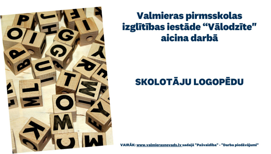 aicina darbā skolotāju logopēdu