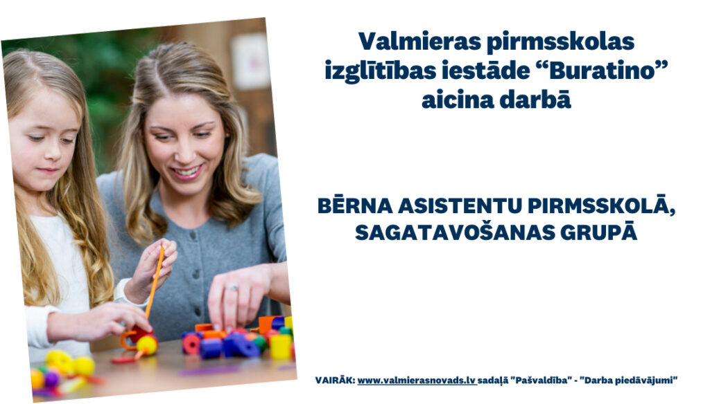 BĒRNA ASISTENTU/-I pirmsskolā, sagatavošanas grupā