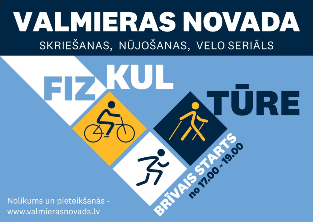 Pamodināt sevī sportisko garu, satikt aktīvus domubiedrus, iepazīt dabas vērtības, vēstures līkločus un atklāt daudz jaunā un nezināmā. To visu būs iespējams piedzīvot, piedaloties Valmieras novada “Fiz-Kul-Tūrē” – skriešanas, nūjošanas un velobraukšanas seriālā