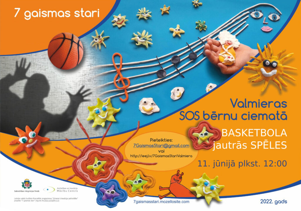 Aicinām Mazsalacā, Rūjienā, Ķoņos, Ramatā un Vērsī dzīvojošās ģimenes 11. jūnijā no plkst. 12.00 līdz 16.00 piedalīties ģimeņu draudzības stafetēs un improvizētā basketbola spēlē Valmieras SOS bērnu ciematā.