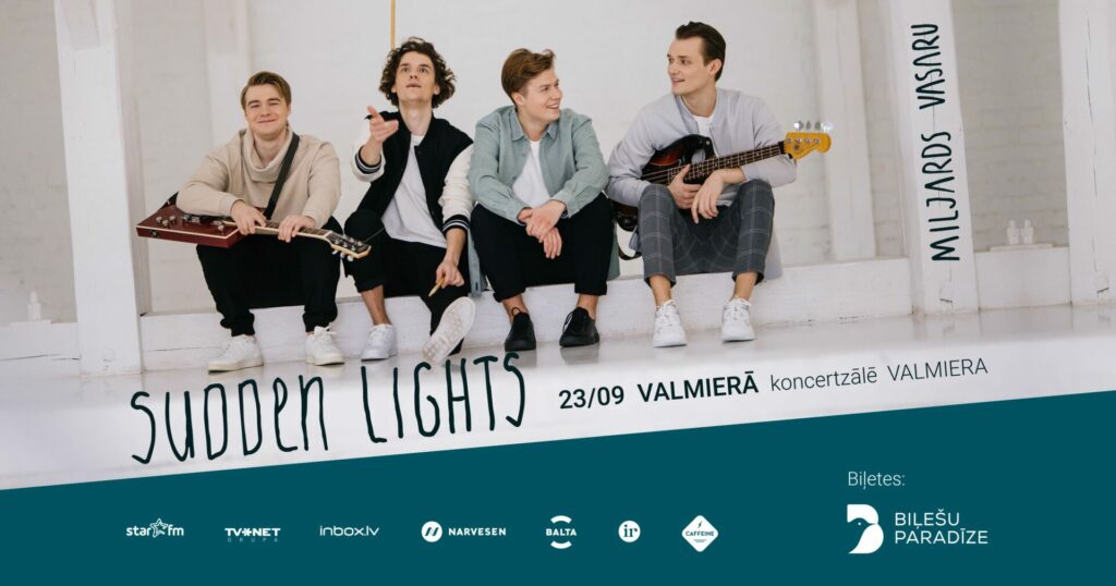 Grupa “Sudden Lights” aicina uz koncerttūres "Miljards vasaru" koncertu. Tajā skanēs ne tikai dziesmas no jaunā albuma “Miljards vasaru”, bet arī klausītāju jau iemīļotās “Sudden Lights” dziesmas. 23. septembrī plkst. 20.00 grupa koncertēs Valmierā, koncertzālē "Valmiera".