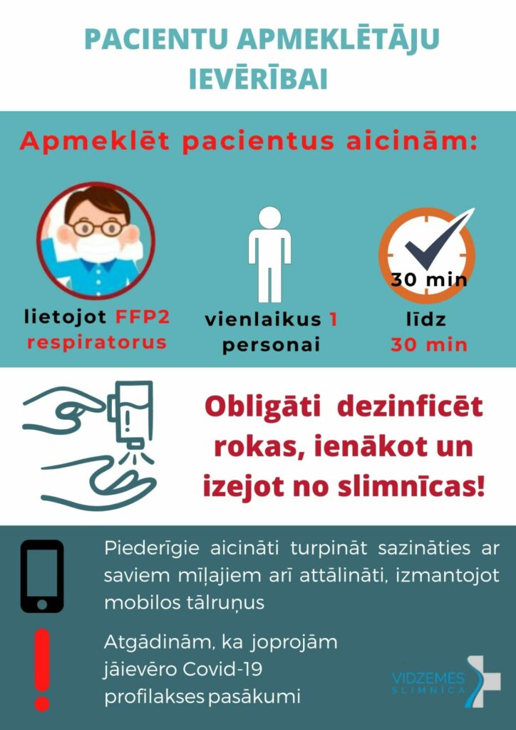 Vidzemes slimnīcas pacientu apmeklētājiem jālieto respiratori