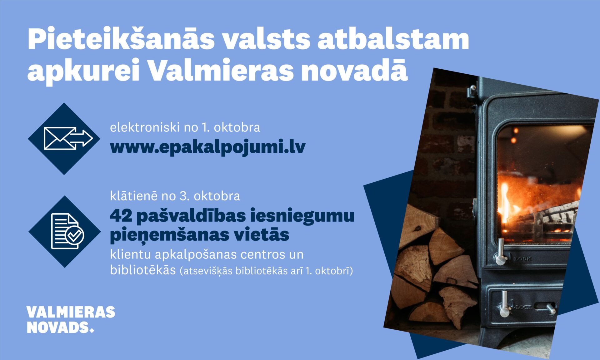 Pieteikšanās valsts atbalstam apkurei Valmieras novadā