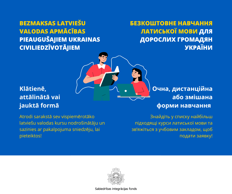 Bezmaksas latviešu valodas apmācības Ukrainas civiliedzīvotājiem