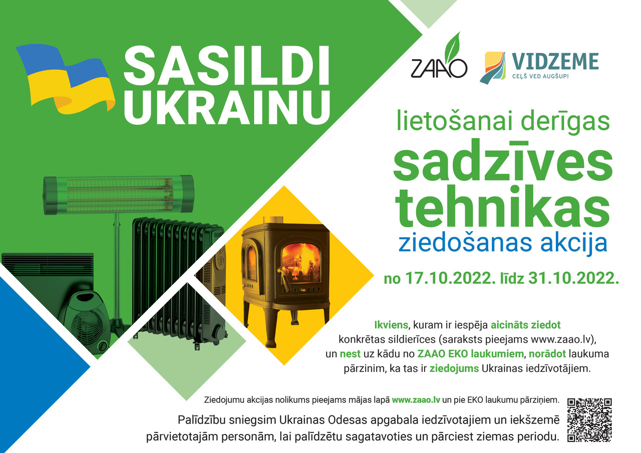 ZAAO un Vidzemes plānošanas reģions izsludina akciju “Sasildi Ukrainu”