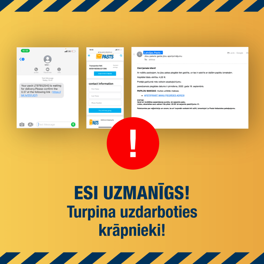 Esi uzmanīgs – Latvijas Pasta vārdā joprojām uzdarbojas krāpnieki!