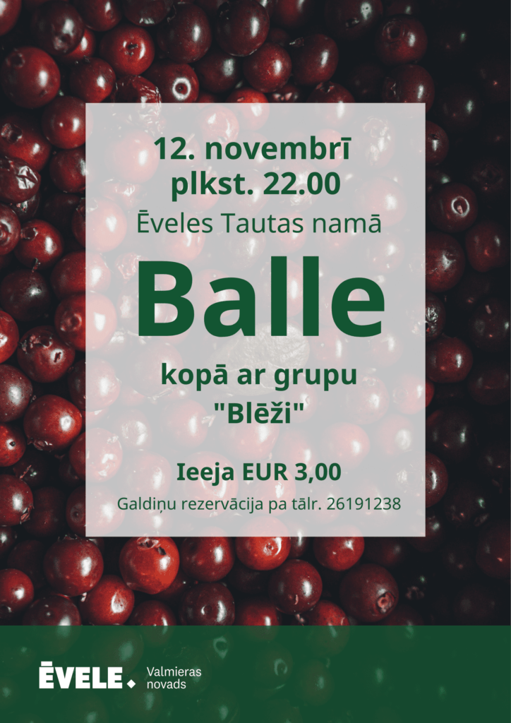 Balle Ēveles Tautas namā 12. novembrī