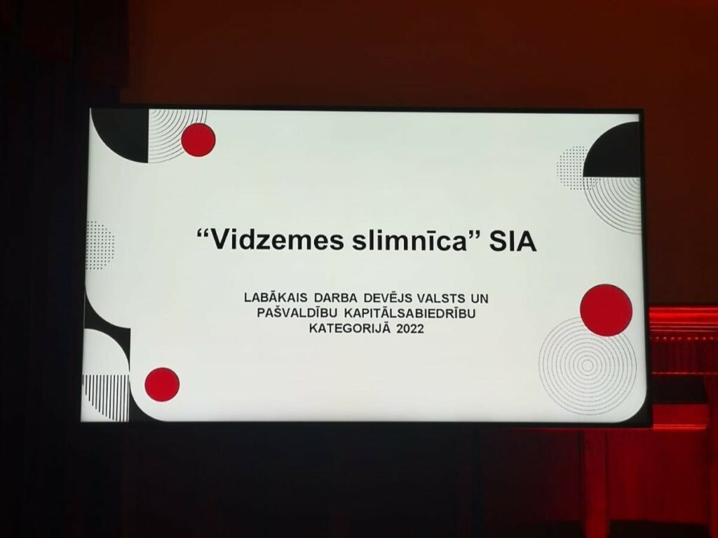 Vidzemes slimnīca – “Labākais darba devējs valsts un pašvaldību kapitālsabiedrību kategorijā”