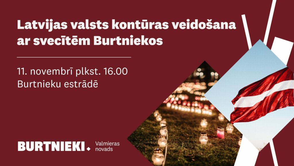 Latvijas kontūras veidošana ar svecītēm Burtniekos