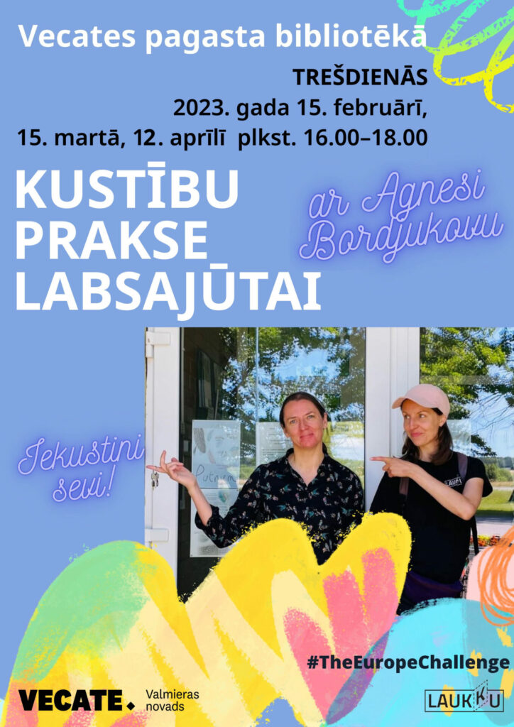 Nodarbība "Kustību prakse labsajūtai" Vecates pagasta bibliotēkā