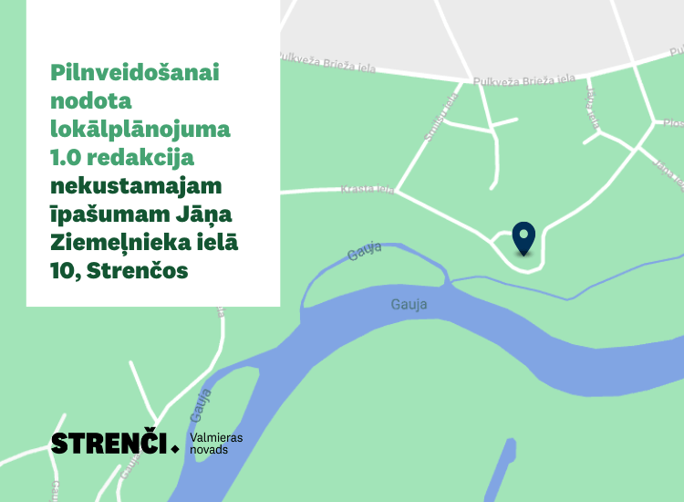 Pilnveidošanai nodota lokālplānojuma 1.0 redakcija nekustamajam īpašumam Jāņa Ziemeļnieka ielā 10, Strenčos