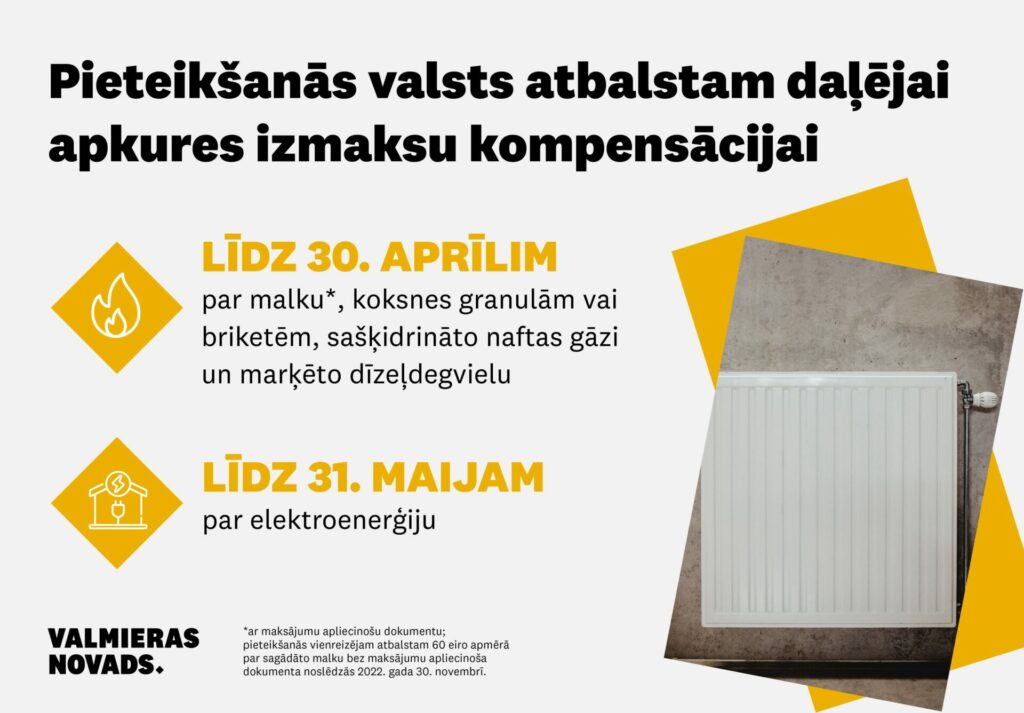 Drīzumā noslēgsies pieteikšanās apkures izdevumu atbalstam