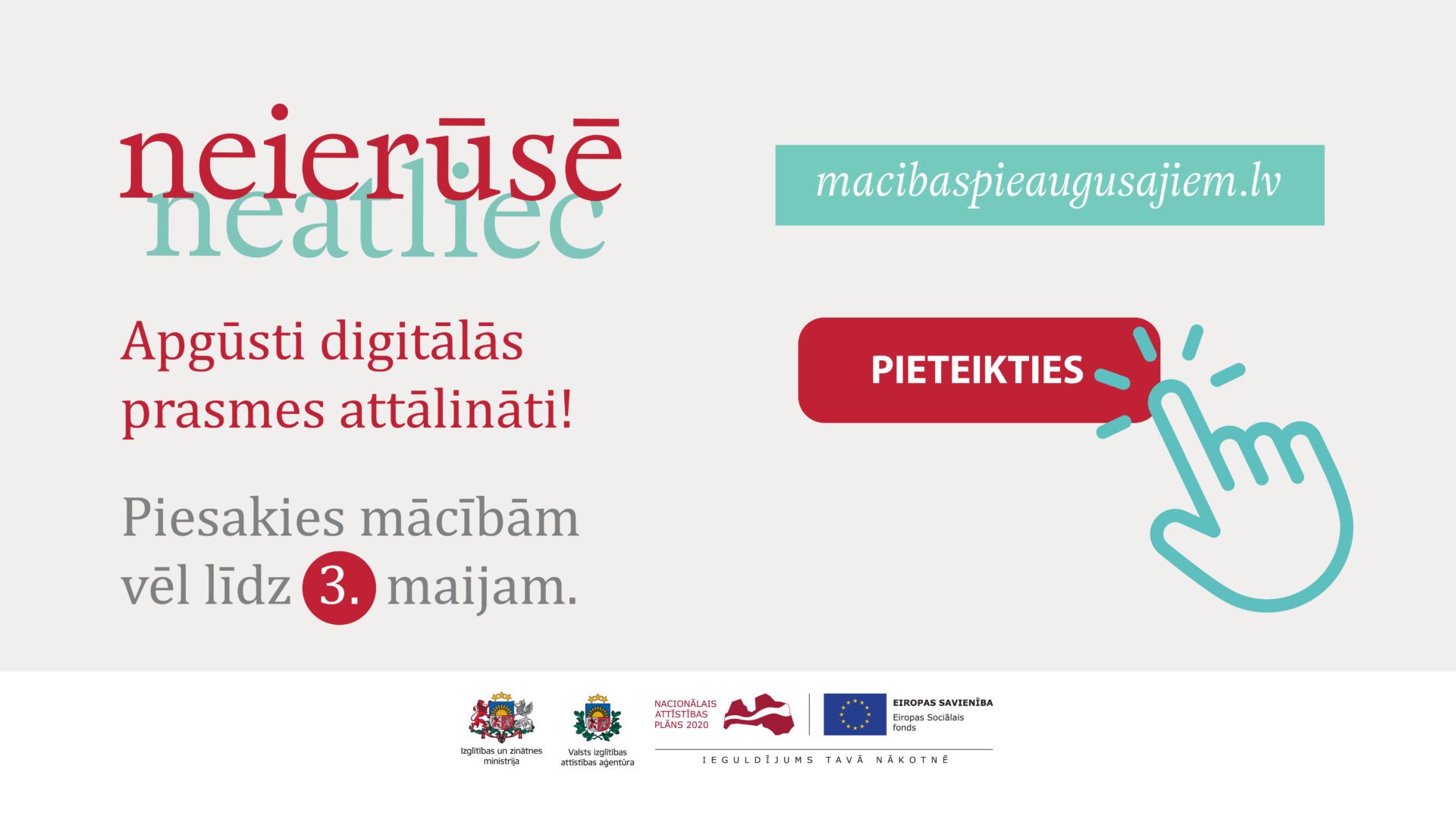Vēl līdz 3. maijam var pieteikties mācībām pieaugušajiem digitālo prasmju apguvei