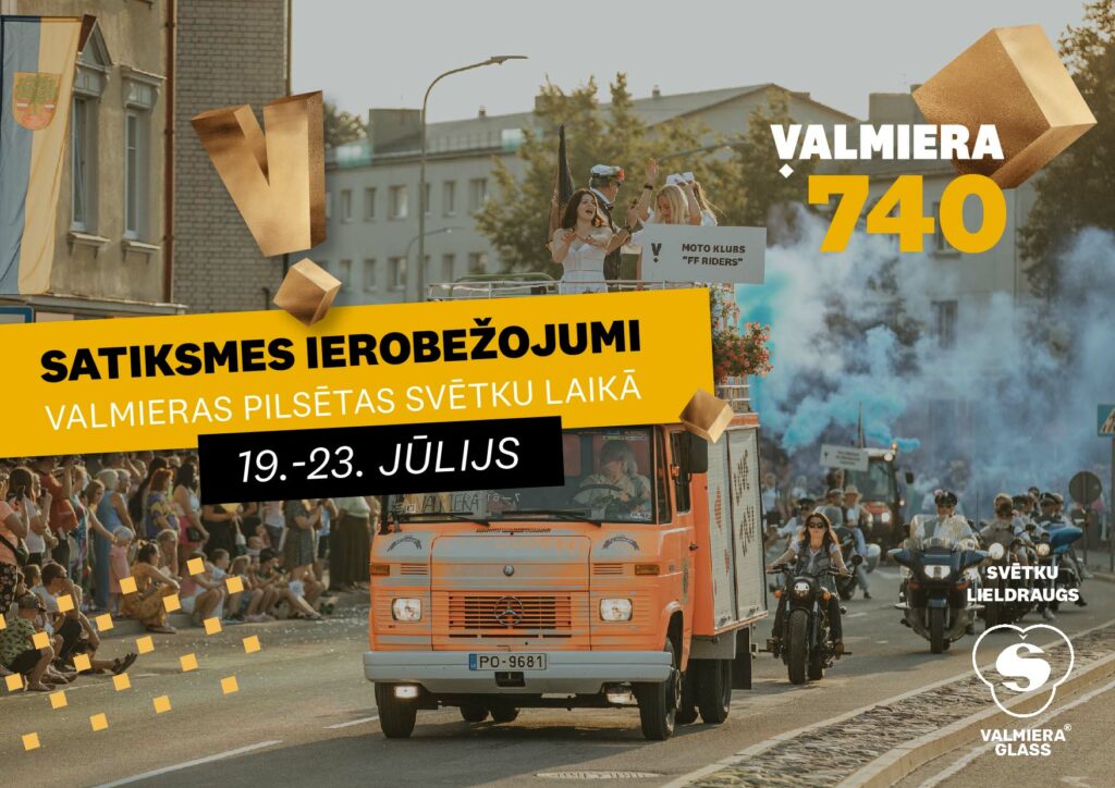 Valmieras 740. dzimšanas dienas laikā, no 20. līdz 23. jūlijam, gaidāmas vairākas satiksmes organizācijas izmaiņas un satiksmes ierobežojumi. Atvainojamies par sagādātajām neērtībām!