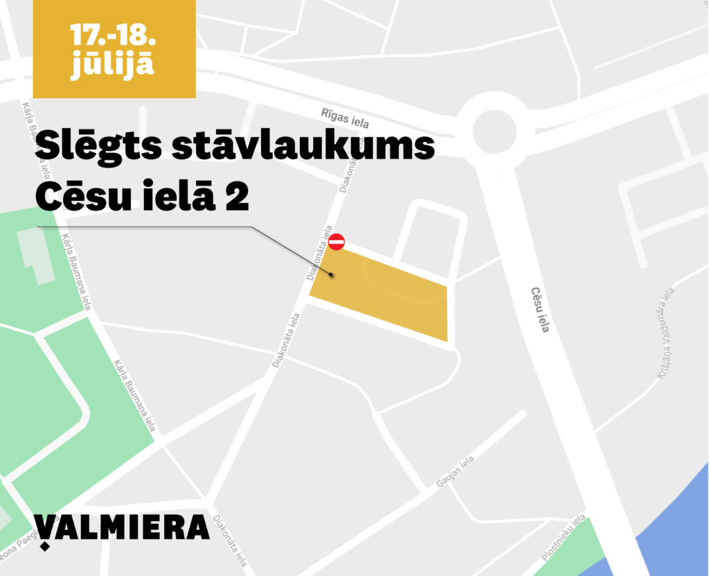 Būvdarbu dēļ īslaicīgi nebūs pieejams stāvlaukums Cēsu ielā 2