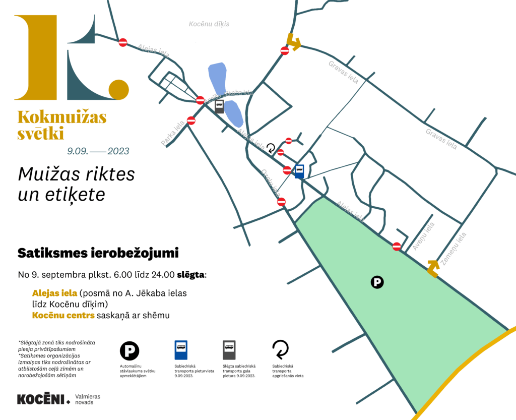 9.septembrī Kocēnos norisināsies IX Kokmuižas svētki, aicinot izbaudīt muižas svētku gaisotni, lustēties, satikties, izzināt un iedvesmoties. Saistībā ar svētku norisi būs satiksmes ierobežojumi.