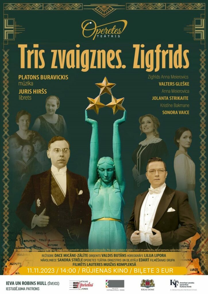 11. novembrī plkst. 14.00 Rūjienas kultūras nama kinozālē būs skatāms režisores Daces Micānes-Zālītes operetes teātris "Trīs Zvaigznes. Zigfrīds.", kas ir biogrāfisks un muzikāls inscenējums ekranizētā versijā par Zigfrīdu Anna Meierovicu, - pirmo Latvijas diplomātu, kas panāca Latvijas izveidošanu de jure un de facto.