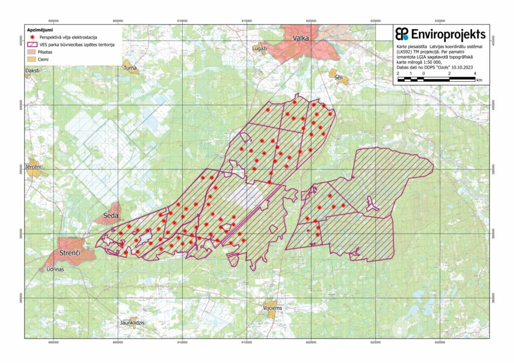 Pēc Vides pārraudzības valsts biroja lēmuma Nr. 5-01/14/2023 (16.08.2023.) ir uzsākts ietekmes uz vidi novērtējums (IVN) plānotajam vēja elektrostaciju parkam “Valmiera - Valka” un tā saistītās infrastruktūras projektam Valmieras novada Plāņu pagastā  un Valkas novada Vijciema un Valkas pagastos.
