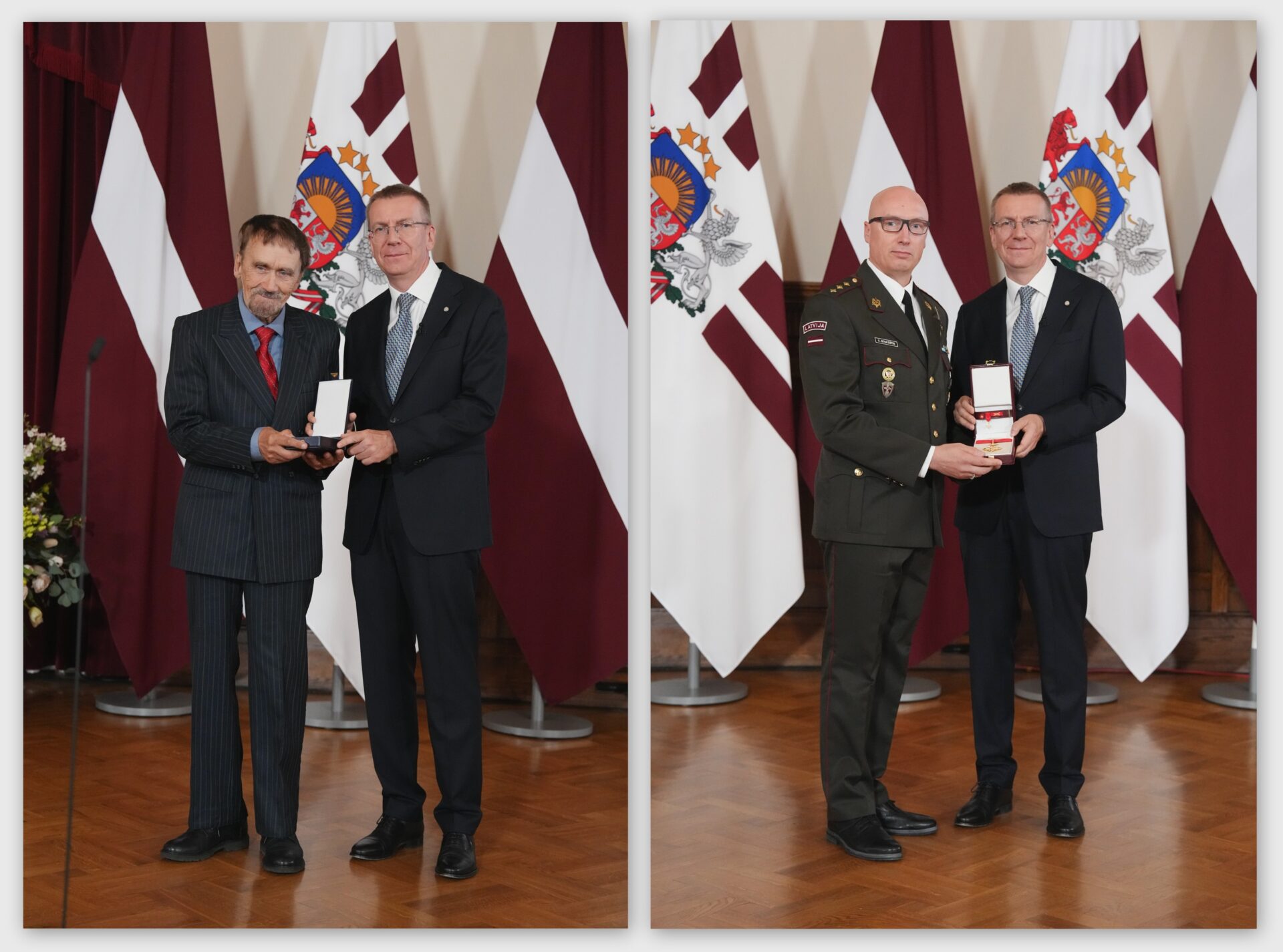 Augstākos Latvijas valsts apbalvojumus saņēmuši rakstnieks Viktors Kalniņš un pulkvedis Guntars Strazdītis