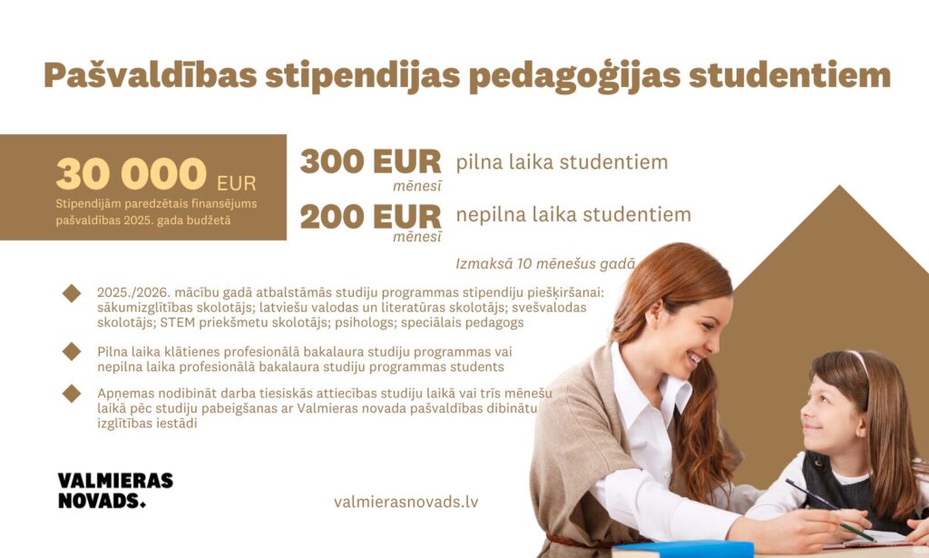 Stipendijas pedagoģijas studentiem