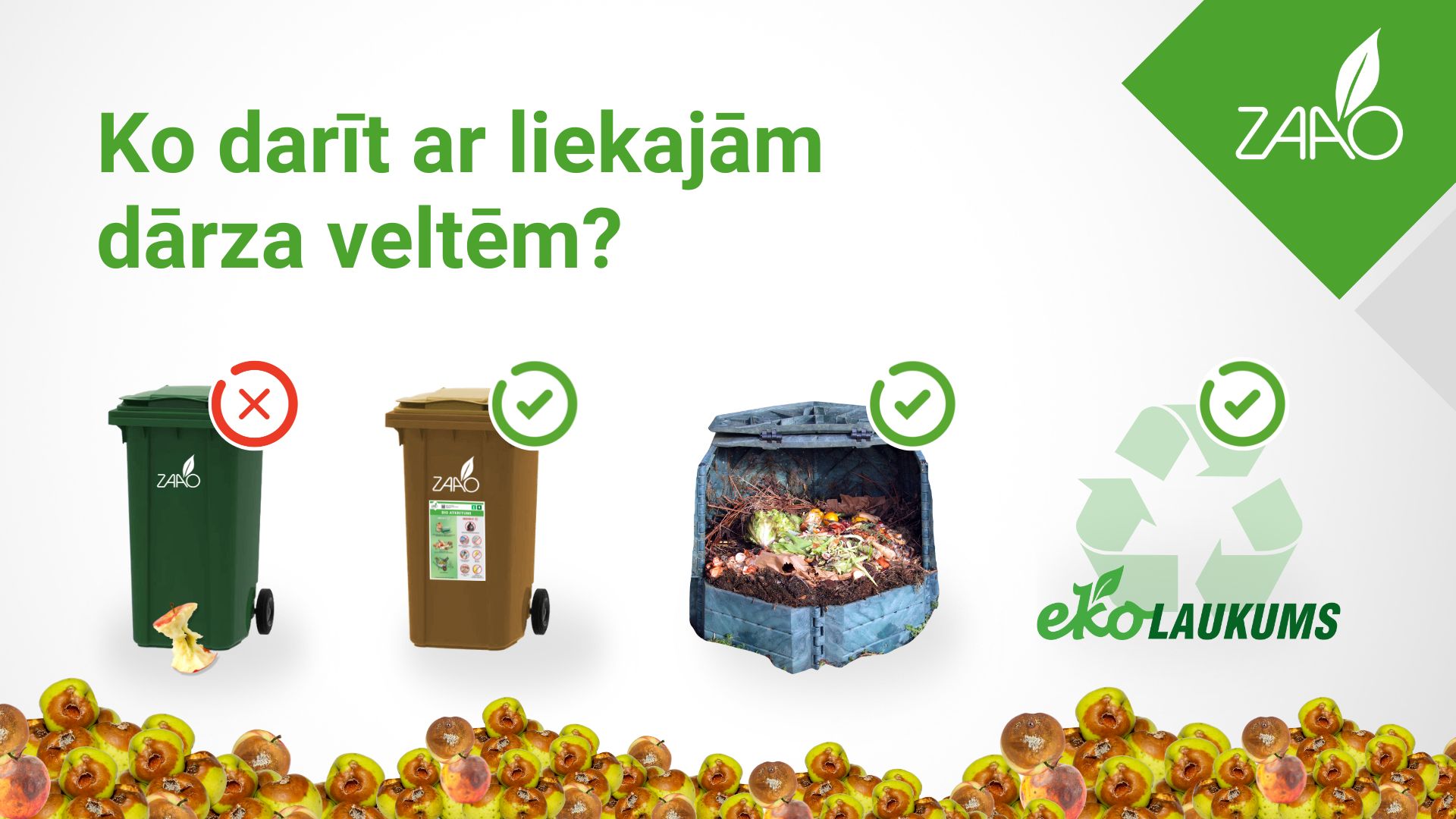 Ko darīt ar liekajām dārza veltēm? ZAAO informē, ka tās nevajadzētu izmest sadzīves atkritumu konteineros, bet gan bioloģisko atkritumu konteineros, veidot kompostu mājās vai nodot Eko laukumos.