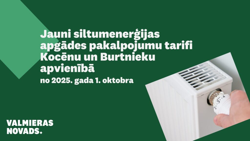 Vizuālis- jauni siltumenerģijas apgādes tarifi Kocēnu un Burtnieku apvienībās