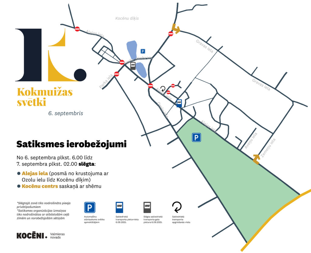 Kokmuižas svētku laikā būs satiksmes ierobežojumi