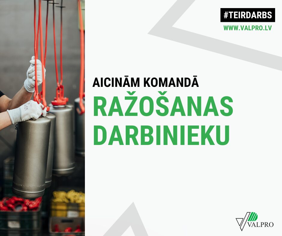 Ražošanas darbinieka vakance SIA Valpro, attēlā metāla kannu krāsošanas process