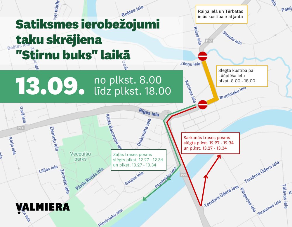 Taku skrējiena seriāla “Stirnu buks” laikā būs izmaiņas autobusu kustībā