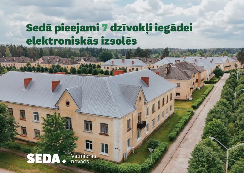 Seda, ēkas Saules ielā - aero foto