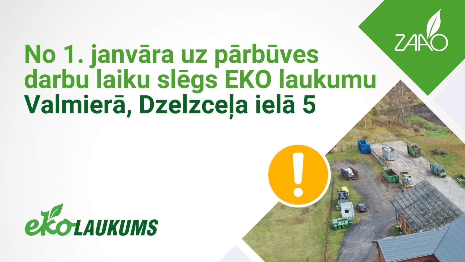 No 1. janvāra uz pārbūves darbu laiku slēgs EKO laukumu Valmierā, Dzelzceļa ielā 5