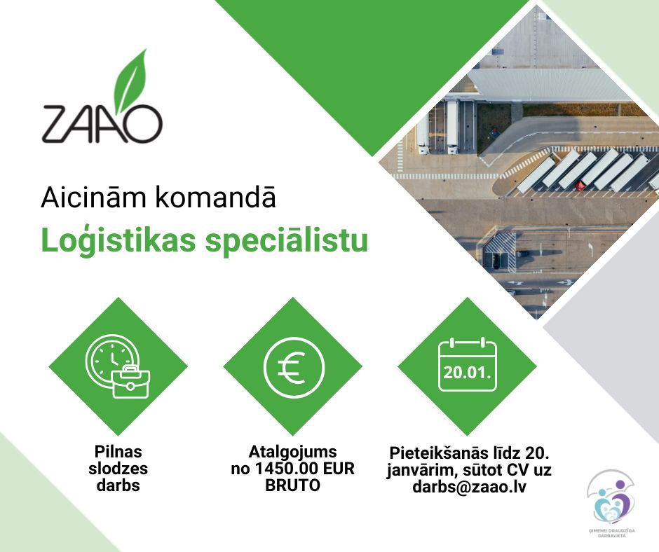 Loģistikas speciālista vakance ZAAO