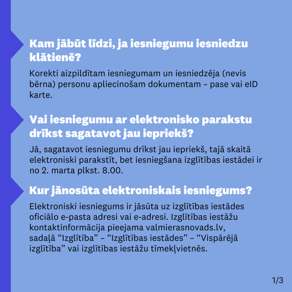 Biežāk uzdotie jautājumi par pieteikšanu 1. klasei