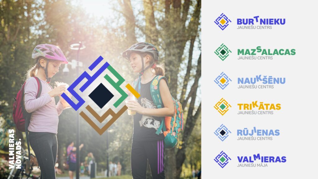 Valmieras novada jauniešu centru un Valmieras Jauniešu mājas logotipi.