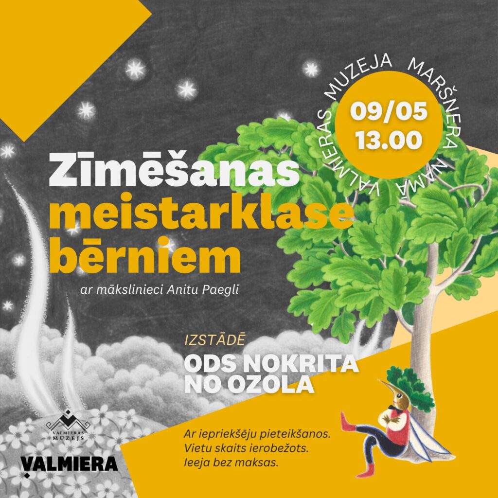 Notiks zīmēšanas meistarklase bērniem ar mākslinieci Anitu Paegli