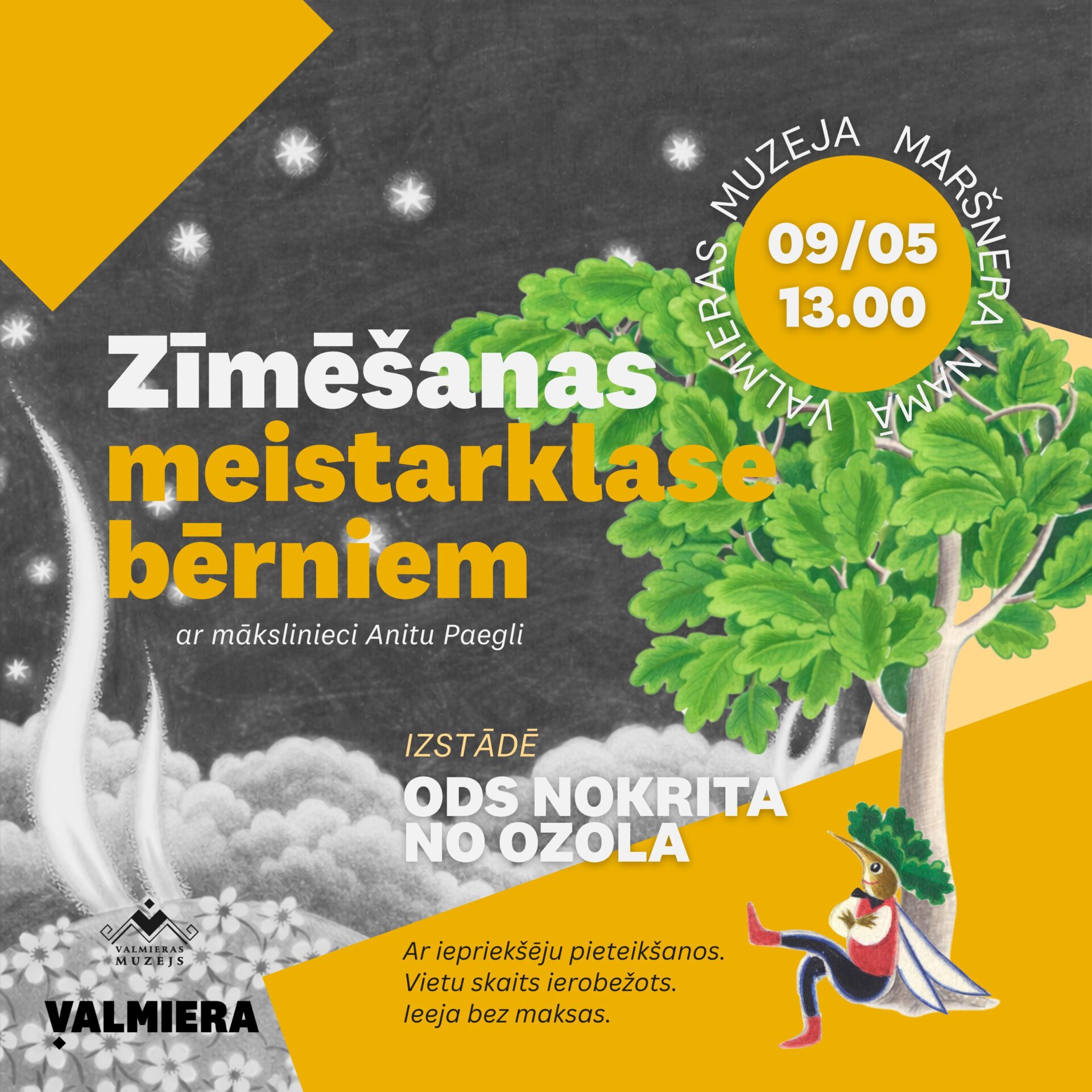 Notiks zīmēšanas meistarklase bērniem ar mākslinieci Anitu Paegli