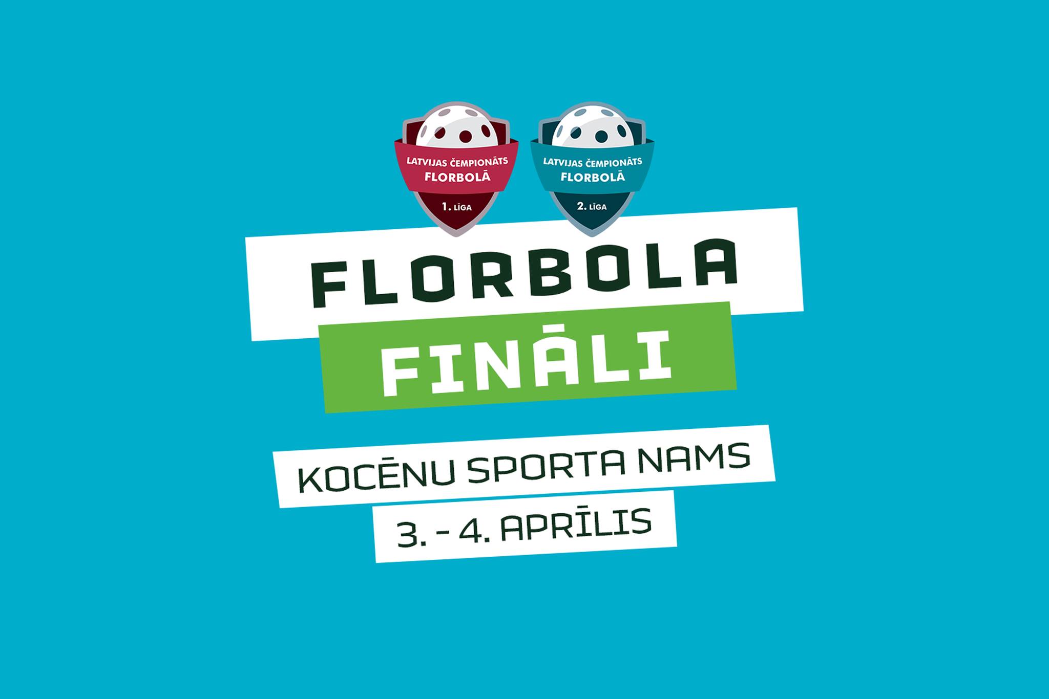 Stilizēta florbola afiša a uzrakstu 