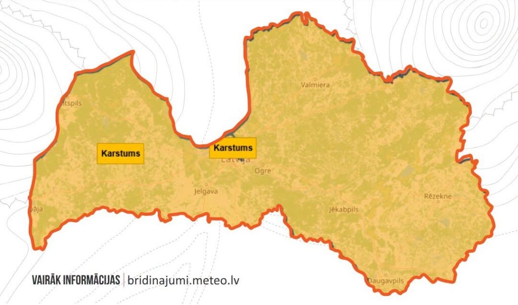 Nedēļas nogalē un nākamās nedēļas sākumā gaidāms ļoti stiprs karstums