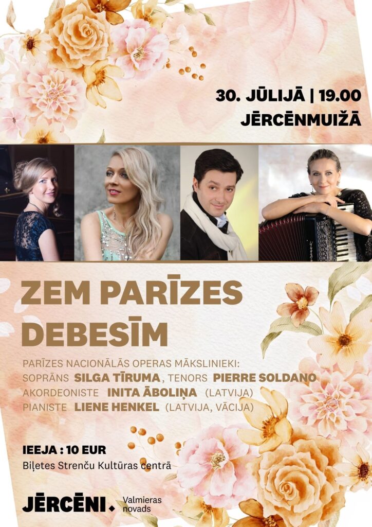 Afiša koncertam "Zem Parīzes debesīm"