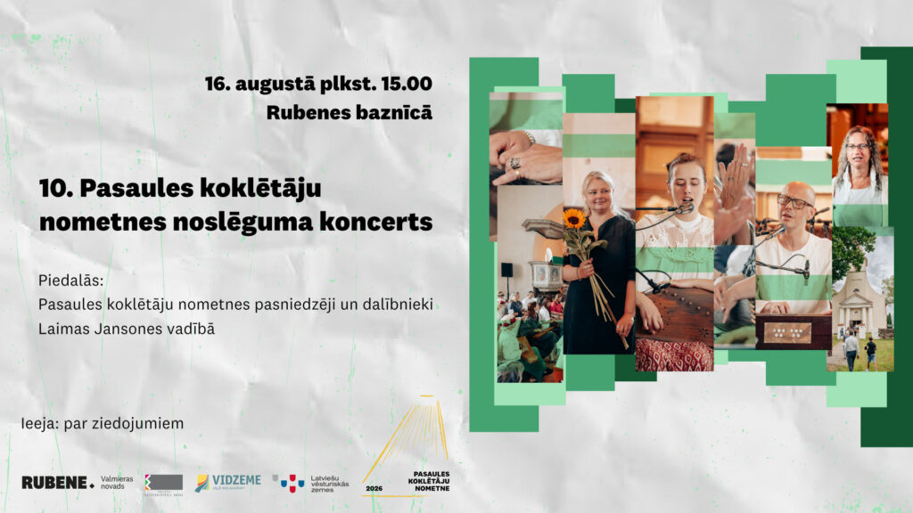 Desmitās Pasaules koklētāju nometnes izskaņā koncerts Rubenes baznīcā ar Laimu Jansoni un nometnes dalībniekiem