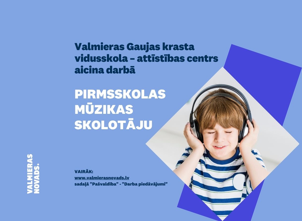 pirmsskolas mūzikas skolotāju VGKVAC Attēlā puisis, kurš klausās mūziku austiņās