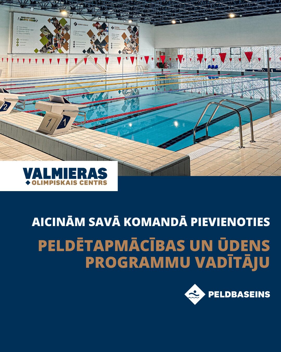 Valmieras Peldbaseins aicina pievienoties savai komandai peldētapmācības un ūdens programmu vadītāju