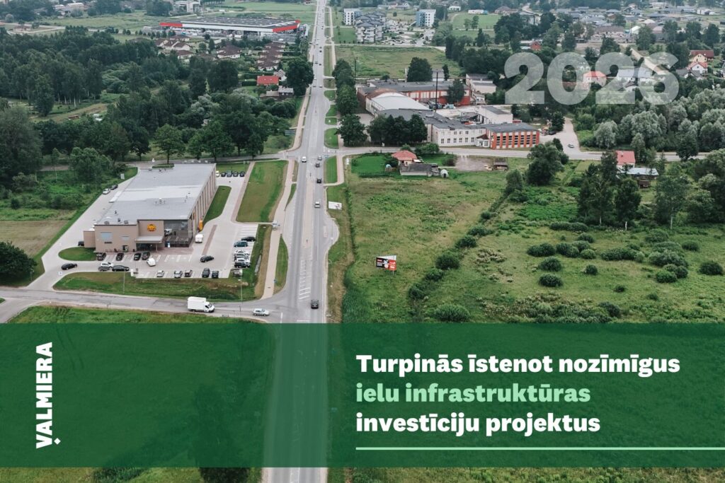 Matīšu šosejas aero foto ar uzrakstu
