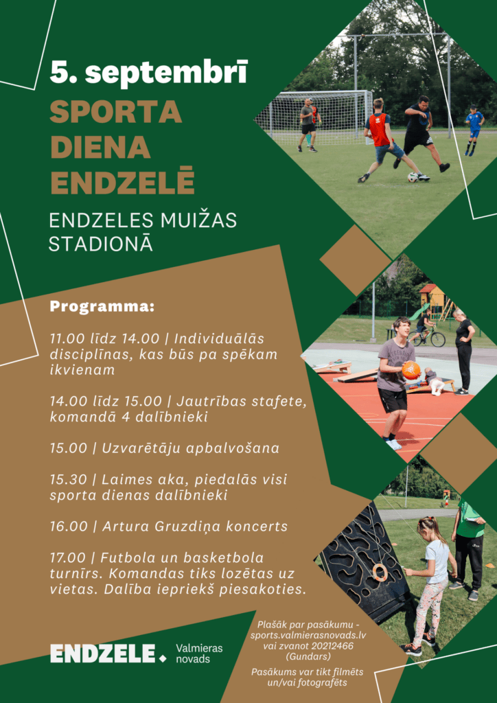 Afiša par sporta dienu endzelē 5. septembrī