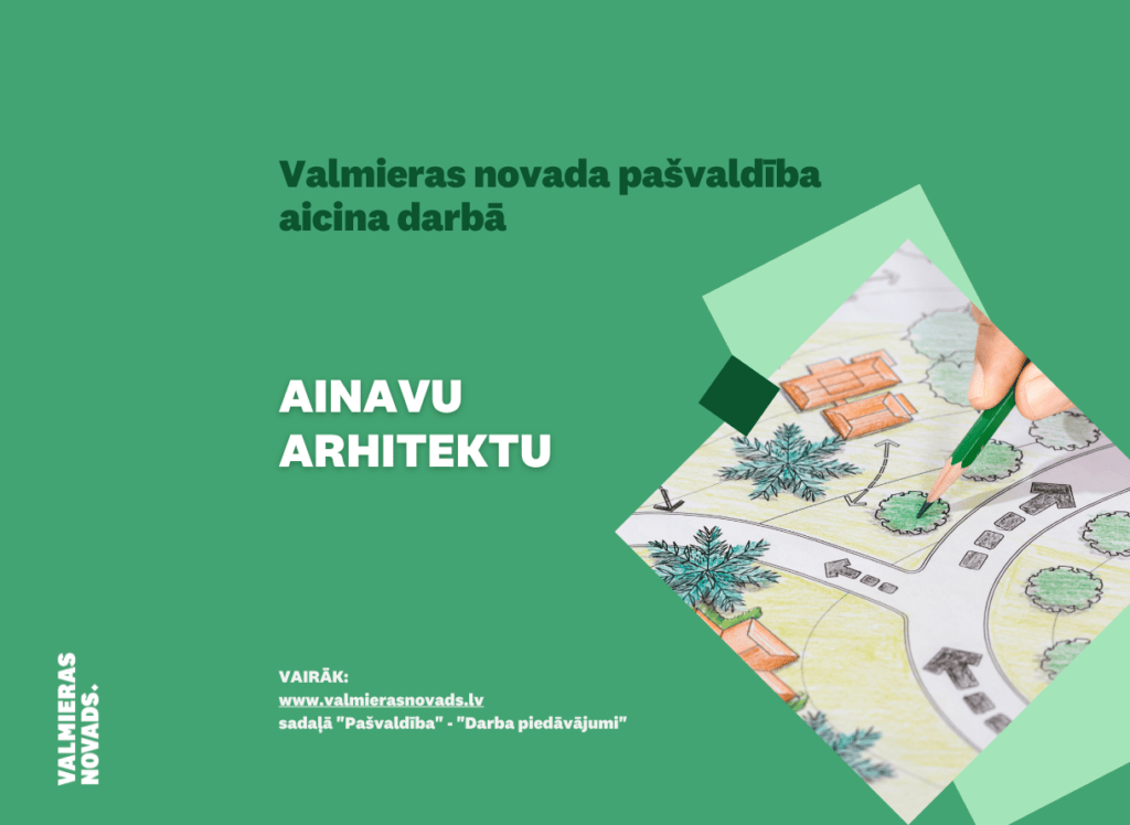 Valmieras novada pašvaldība aicina darbā ainavu arhitektu. Attēlā ar zīmuli zīmē dārza skici.