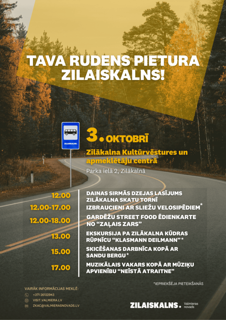 Savukārt 3. oktobrī aicinām piedzīvot Zilokalnu, piedaloties dažādās aktivitātēs, baudot dabu, mūziku un pamielojot sevi ar sildošu maltīti.