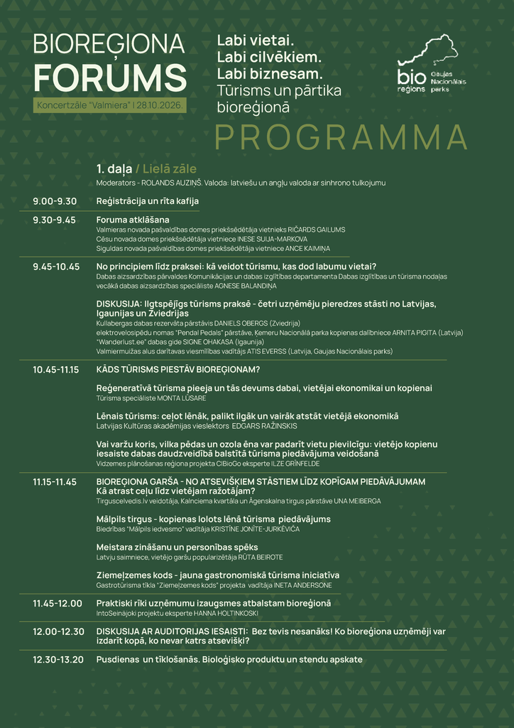Bioreģiona foruma programma - 28.oktobrī Valmierā